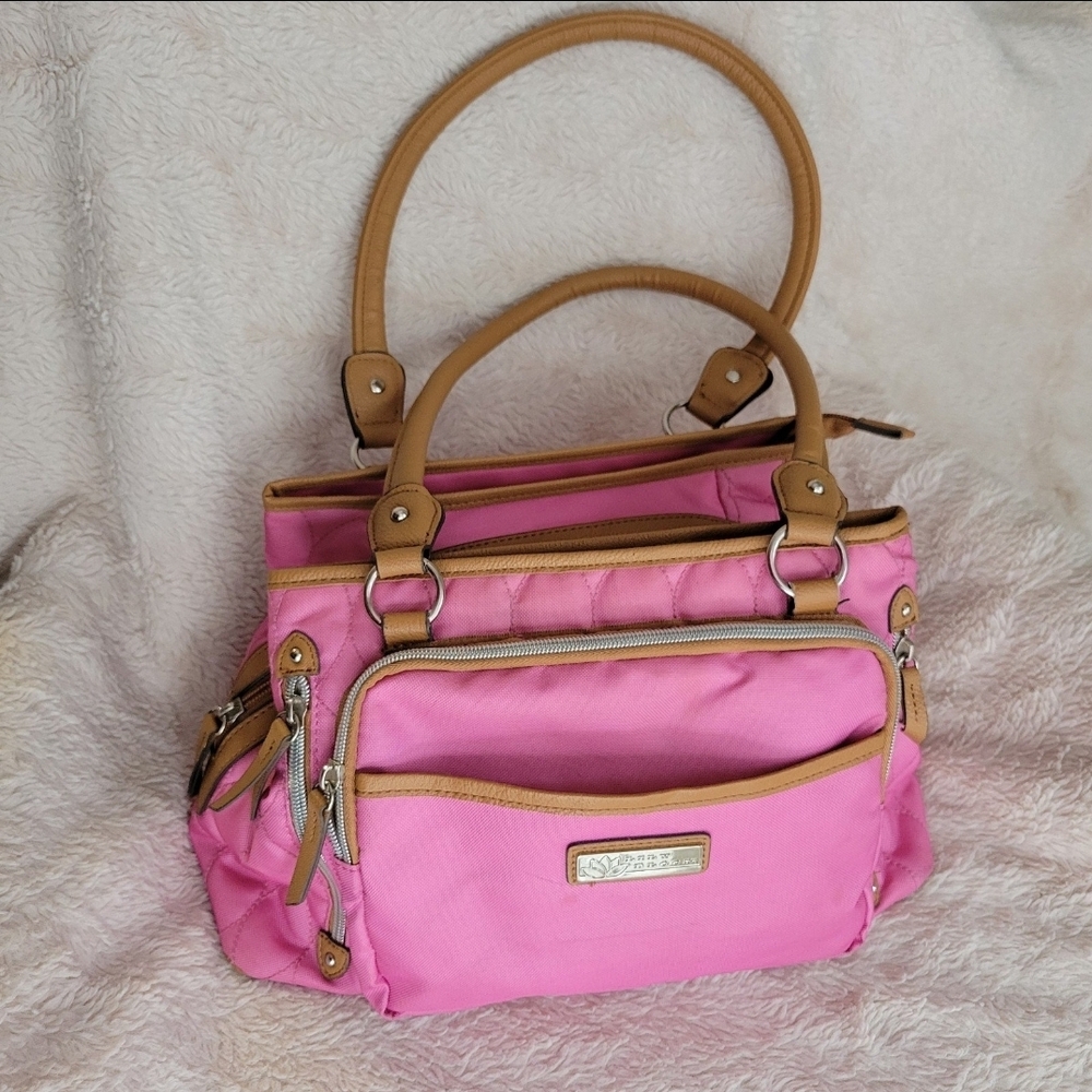 Lily Bloom Pink Wavy Quilt Maggie Satchel Handbag